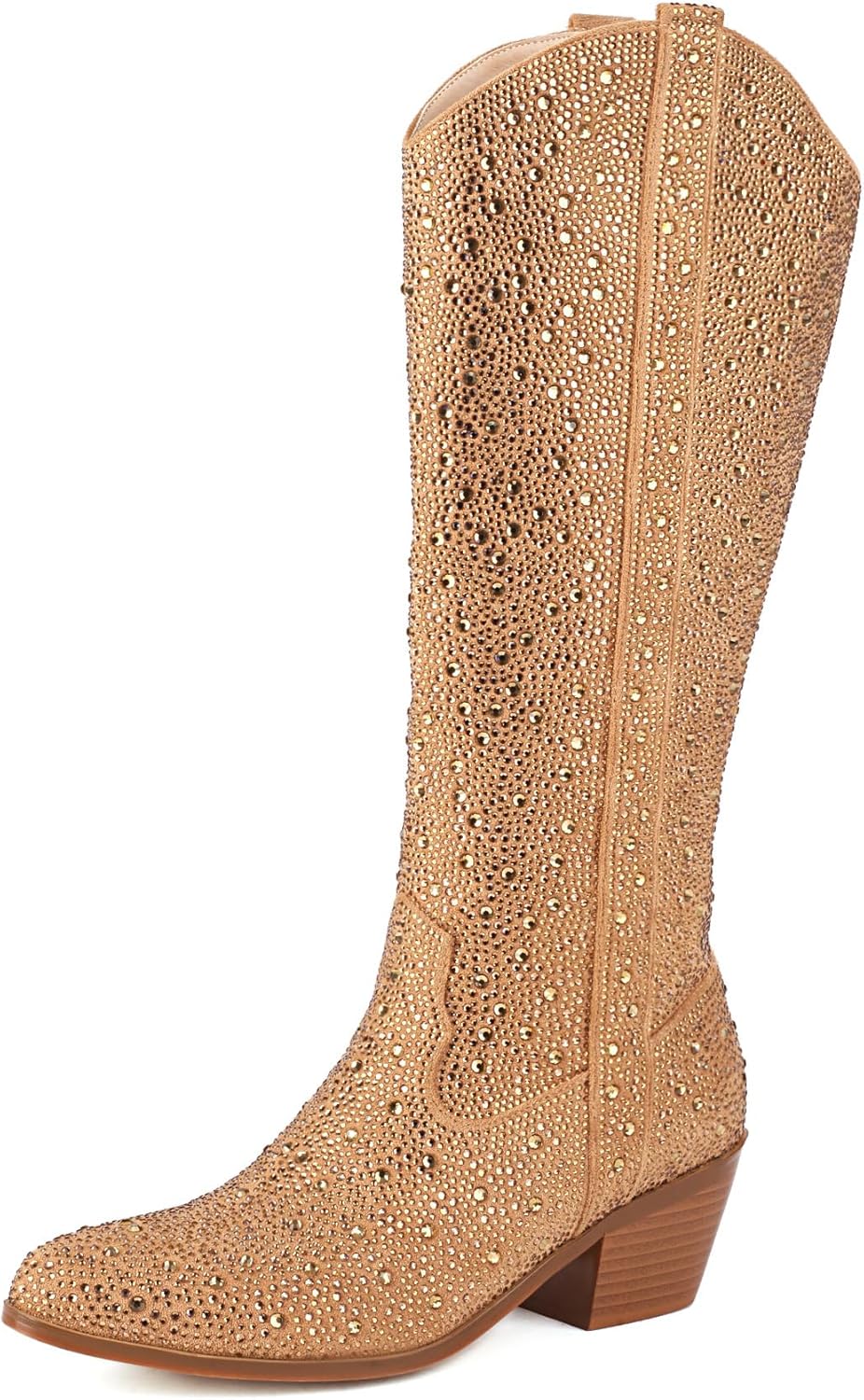 Women's Rhinestone Boots Wide Calf Cowgirl Western Mid Pointed... - Picture 8 of 30