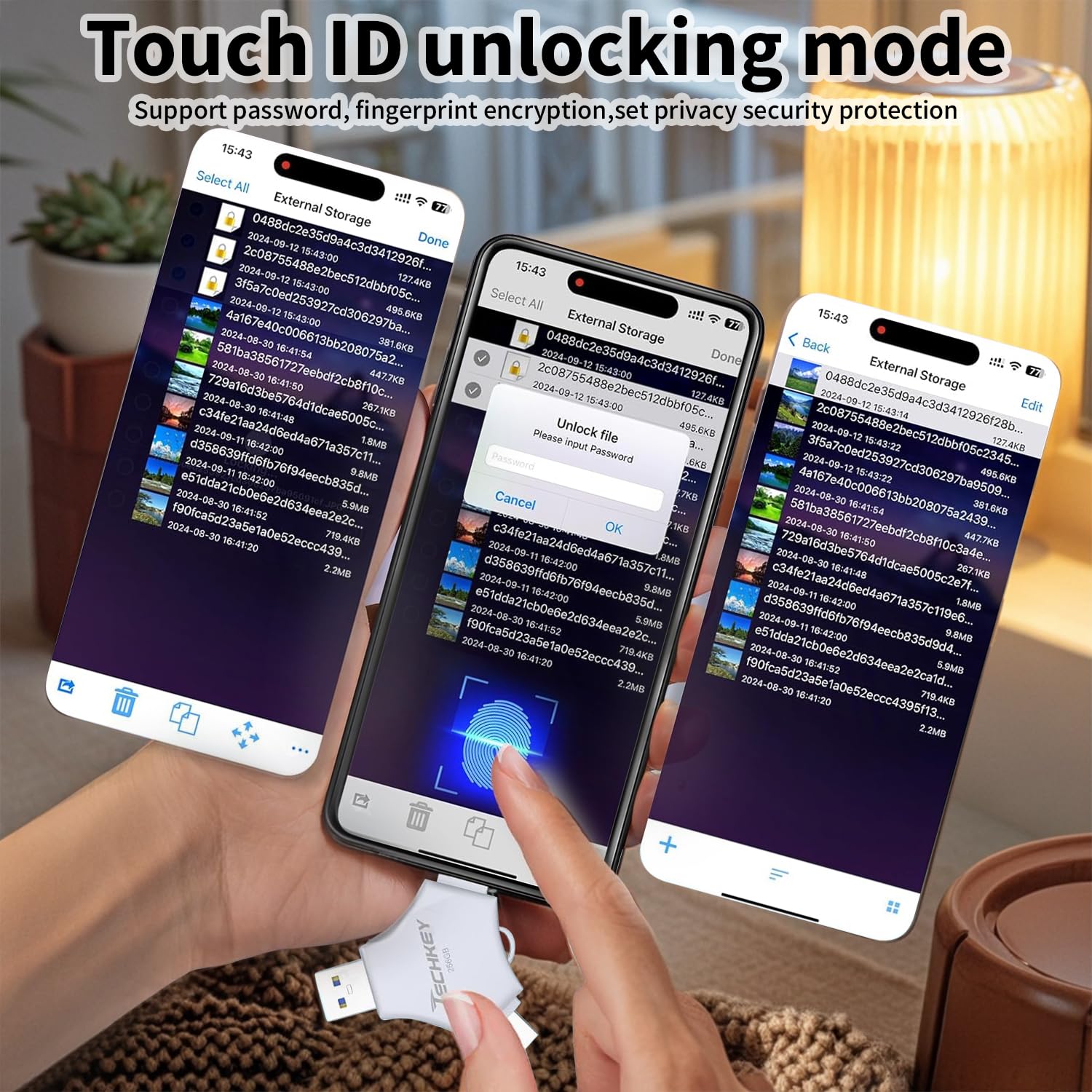 Chiavetta USB per iPhone/iPad, certificata MFi 3 in 1, 256 GB, argento | Memoria esterna per foto, tipo c/USB 3.0 ad alta velocità, compatibile con Android/PC, backup di immagini/video/dati