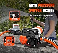 Vista 4 de [Versión mejorada] Bomba de agua de diafragma autocebante de 12 V CC, 30-70 PSI ajustable continuamente, flujo de agua de 6.0 GPM, bomba de agua
