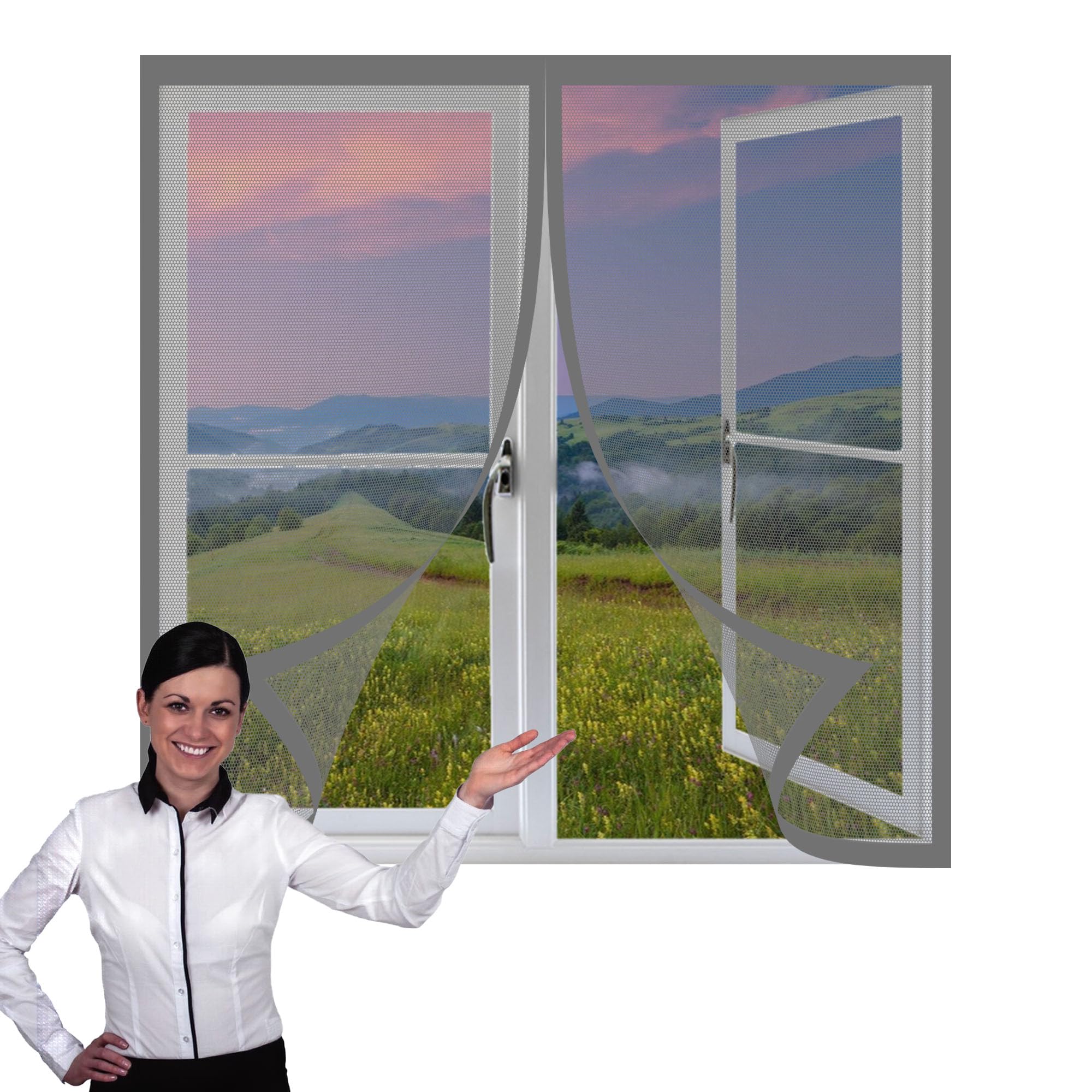 Moustiquaire fenêtre 180x135 avec aimants puissants pour une fermeture automatique