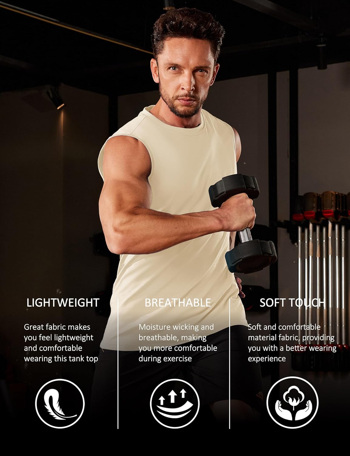 MAGCOMSEN Men's Tank Top Cotton Muscle Workout Gym Shirts Moisture Wicking Lightweight Summer Casual Sleeveless Shirts - Image 4