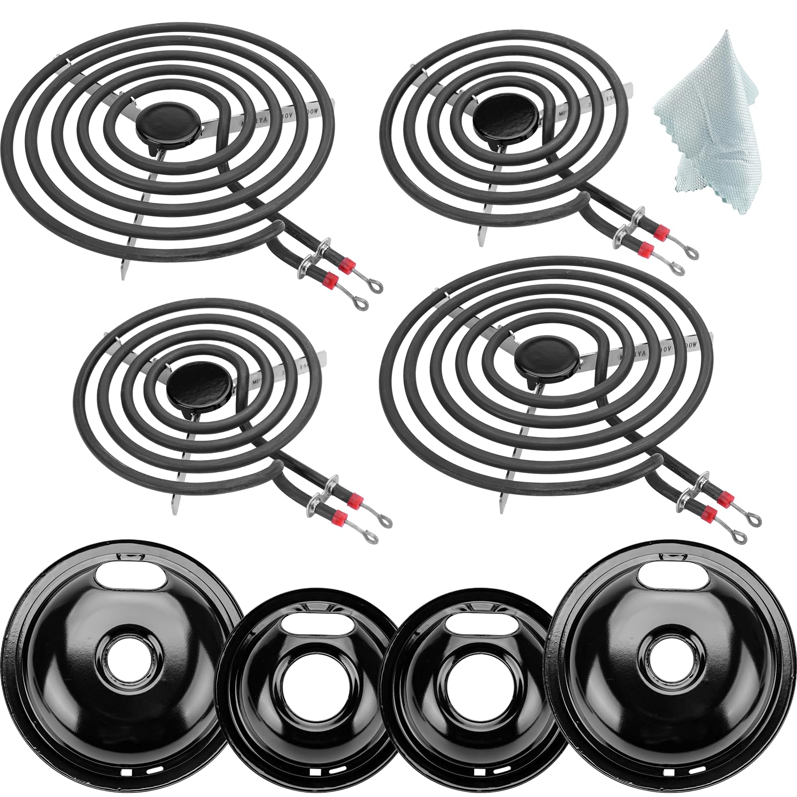 Cenipar W10290350 W10290353 - Juego de quemadores de porcelana negra y quemador eléctrico MP22YA, compatible con horno/estufa Whirl-pool Frigi-daire Ama-na Range