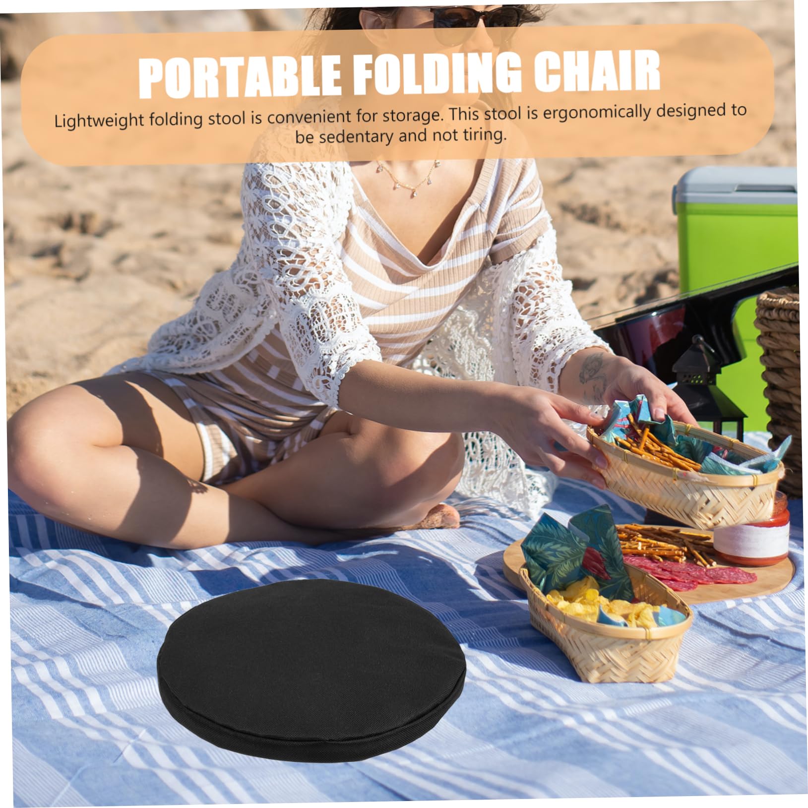 Abaodam 3 Piezas Cojín para Portátil Oxford Negro y Compacto para Camping Pesca Playa y Actividades