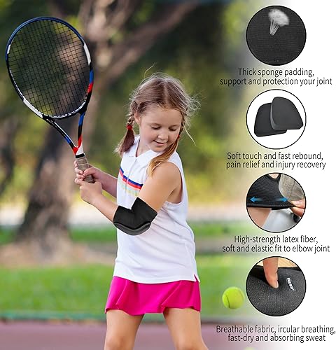 Miniatura 2 de EULANT Kids Elbow Pads, Soft and Breathable SBR Elbow Protective Pads, Adult Neoprene Elbow Support for Cycling Wrestling Volleyball Basketball