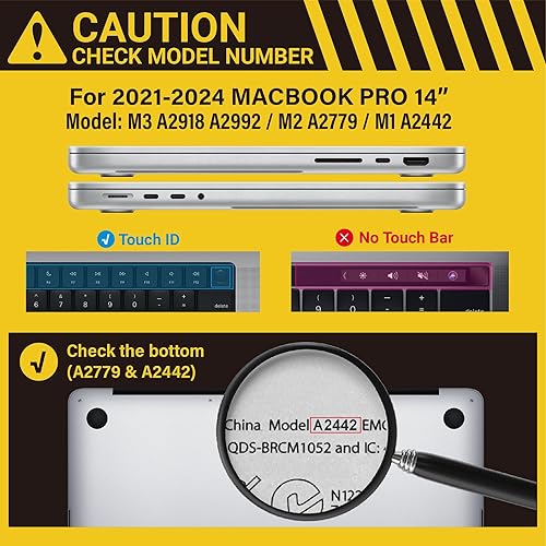 Miniatura 2 de IBENZER Compatible con MacBook Pro de 14 pulgadas 2023 2022 2021 M2 A2779 M1 A2442 ProMax, carcasa rígida, cubierta de teclado, protector de