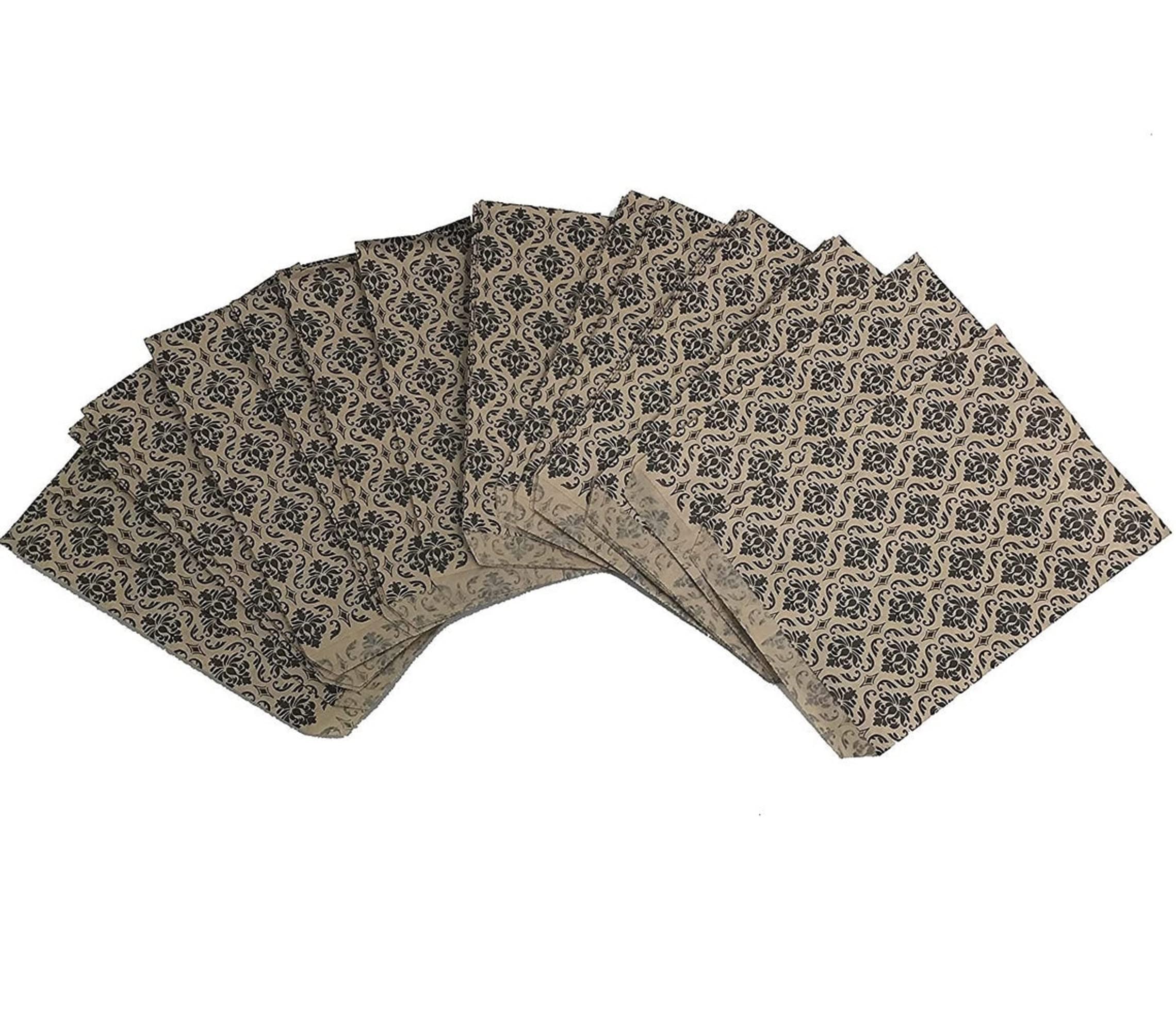 Lote De 100 Bolsas De Regalo De Papel Caqui Damasco – Ideal Para Joyería Y Detalles Elegantes (Marca Saga)