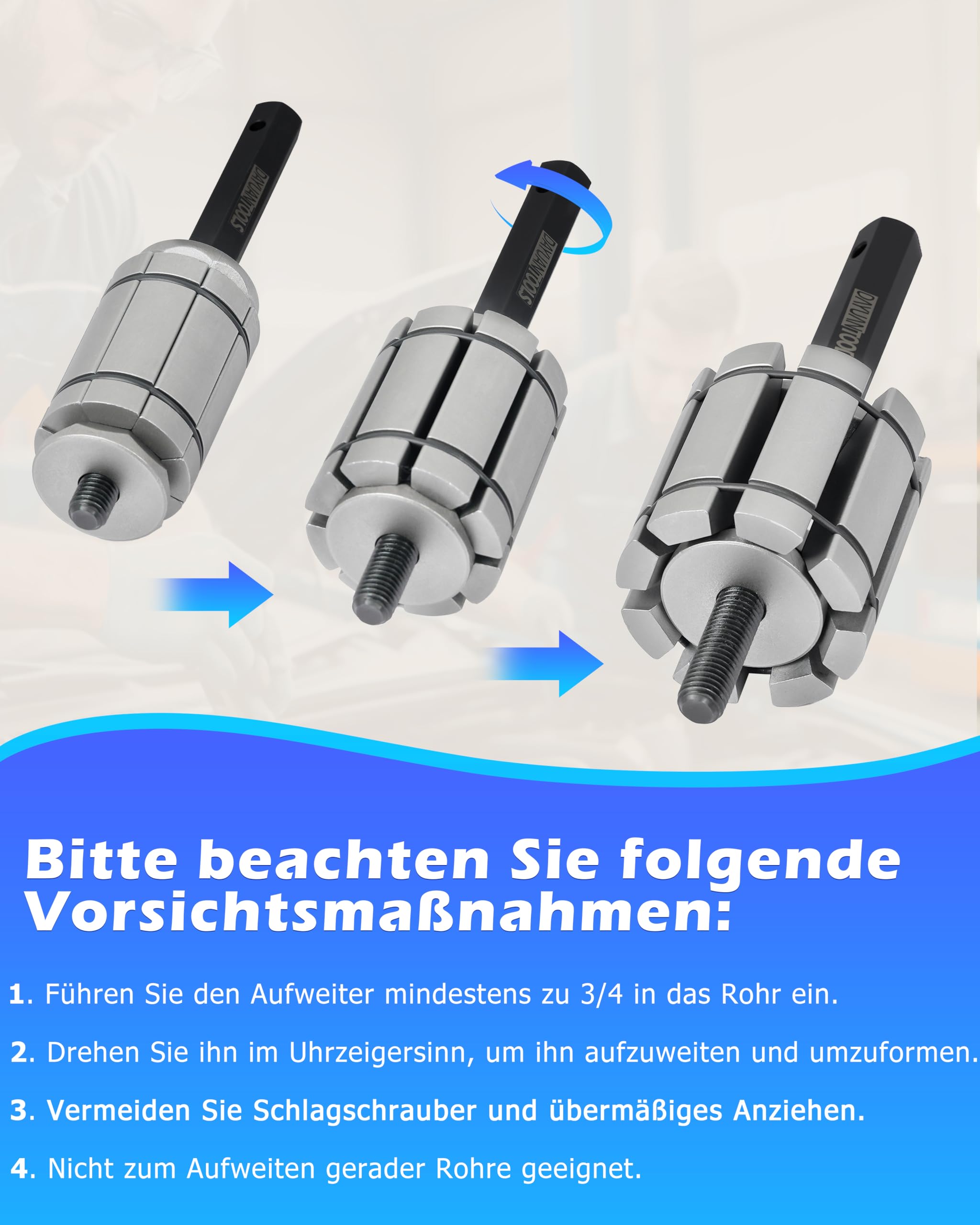 DAYUAN 3 TLG 1-1/8" bis 3-1/2" Universal Auspuffrohr-Expander | Auspuff Rohrweiter Set Rohraufweiter für Auspuffrohr Ø 29 bis 89 mm, Aufweiter für Auspuffrohre,hochwertigem Kohlenstoffstahl