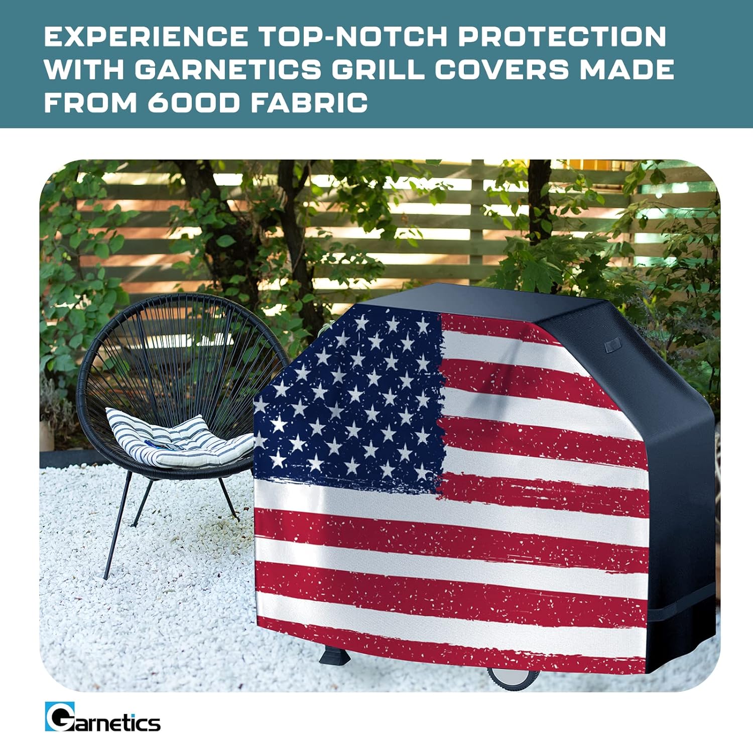 US Flag 72 Inch Waterproof BBQ Grill Cover - Small to Large Universal Heavy Duty