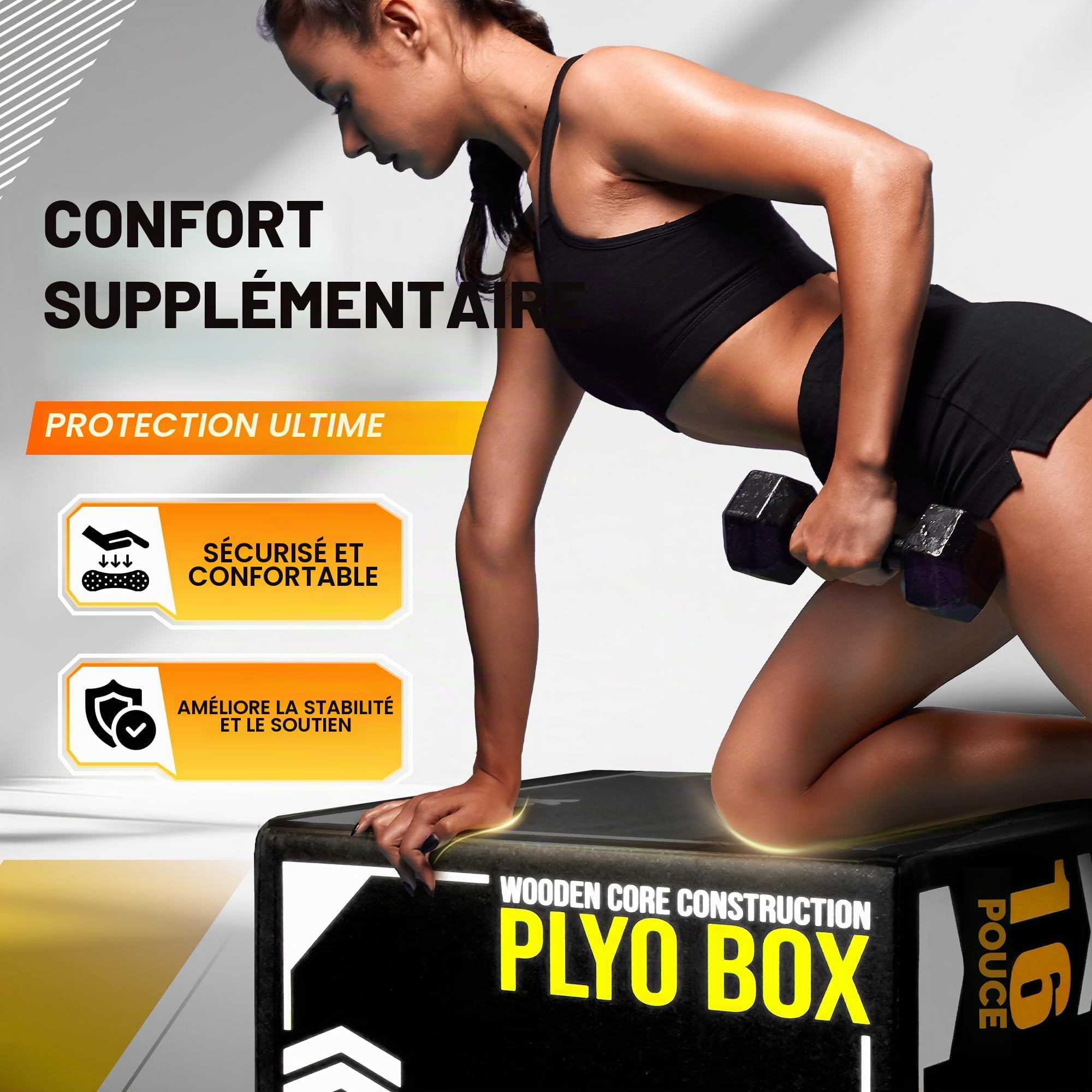 Yes4All 3 in 1 Soft Plyo Box Wooden Core, Boîte plyométrique en mousse pour l'exercice, le MMA, l'entraînement plyométrique, disponible en 4 tailles