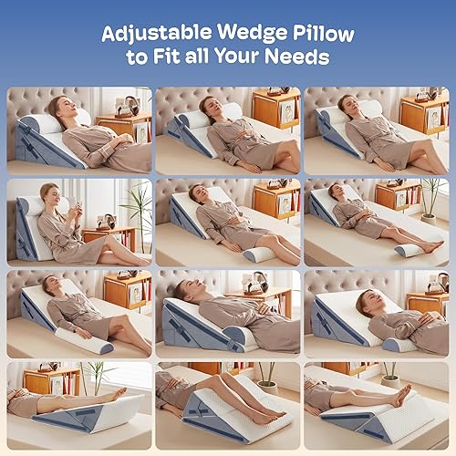 Miniatura 3 de Juego de almohadas ortopédicas de cuña para después de la cirugía (3 piezas). Cabecero de almohada de cuña de espuma viscoelástica ajustable 15 en