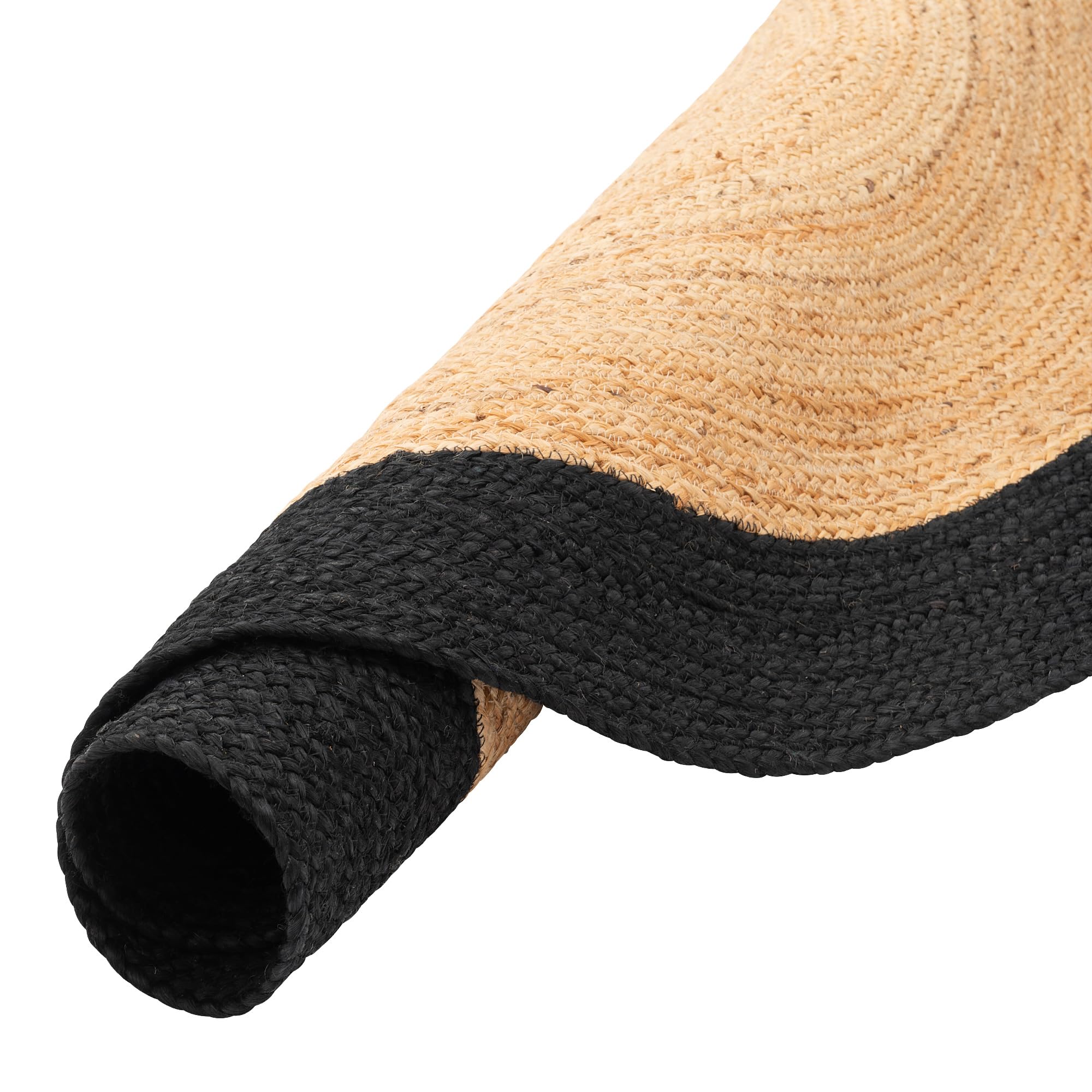 Pergamon Tapis Jute Salsa Bordure Noire Rond – Fibre Naturelle Fait Main