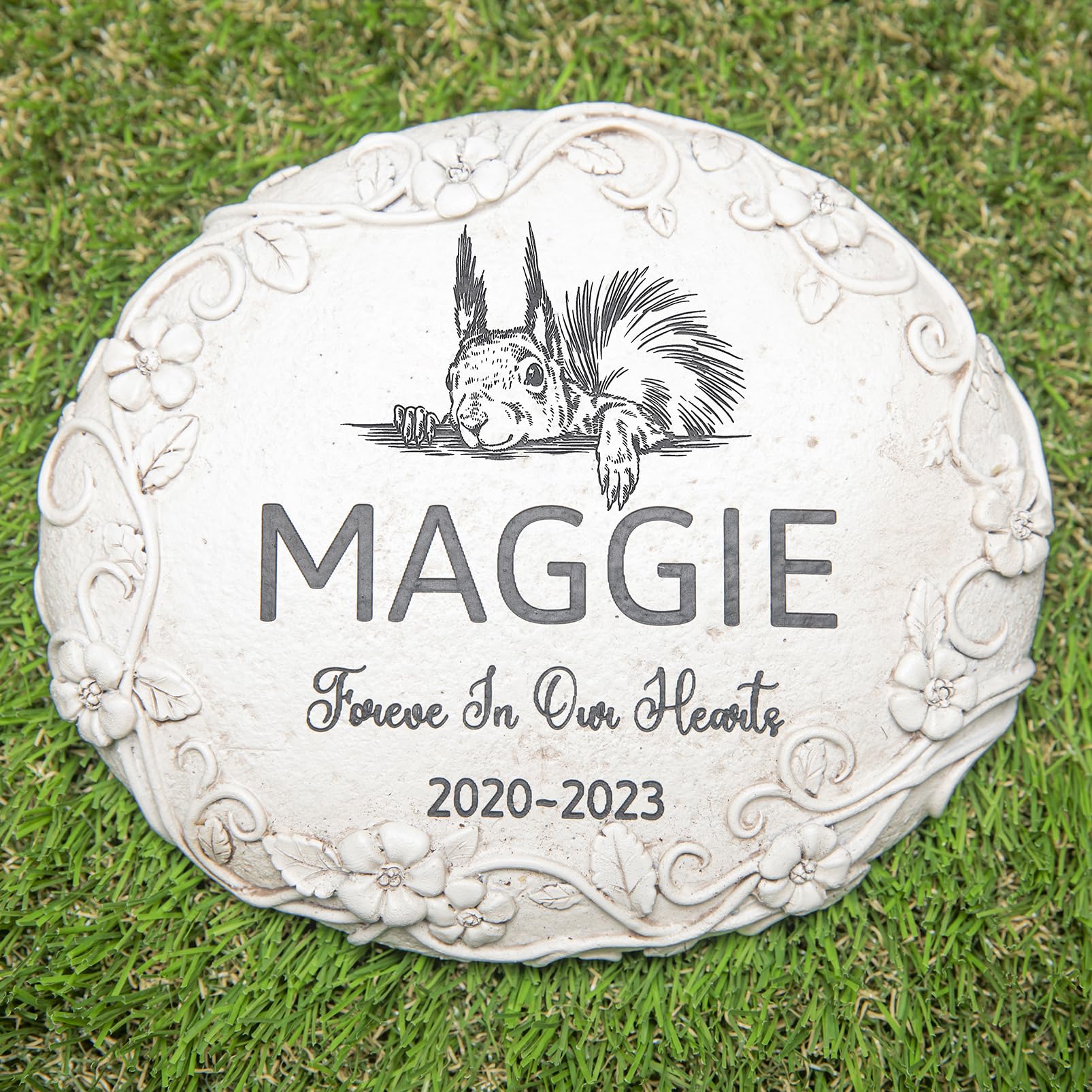 HENTOL Personalized Squirrel Memorial Stone, Pet Grave Marker Squirrel, Squirrel Headstone, Squirrel Tombstone, Squirrel Gravestone, Squirrel Memorial