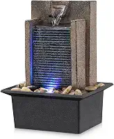 AMOOTEK Fonte cachoeira escritório de mesa inclui muitas rochas naturais de rio decoradas com luz colorida 15 cm C x 13 cm L 21 cm A multicolorida AM-308
