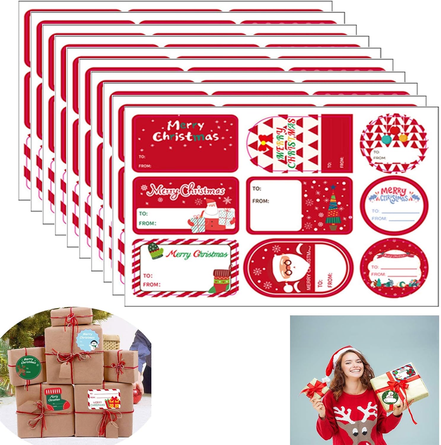 Christmas Package Sticker Labels 90 Pcs Christmas Gift Name Tags Xmas to Fom Christmas Self-Adhesive Wrapping Stickers & Labels - Holiday Present ...
