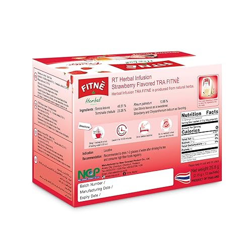 Miniatura 3 de FITNE - Té de desintoxicación de hierbas y fresas, sabor a frutas, Myrobalan, Rhubard, Senna, limpieza de infusión de alto antioxidante, sin
