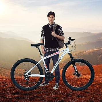 CROW - Atom PRO 21 Speed Gear Cycle | 27.5" T Cycle for Boys 12 to 15 Years | Bicycle for Men Adult | Mountain Bike with Front Suspension & Dual Disc Brakes| Unisex 27.5 INCH MTB Cycle for Men