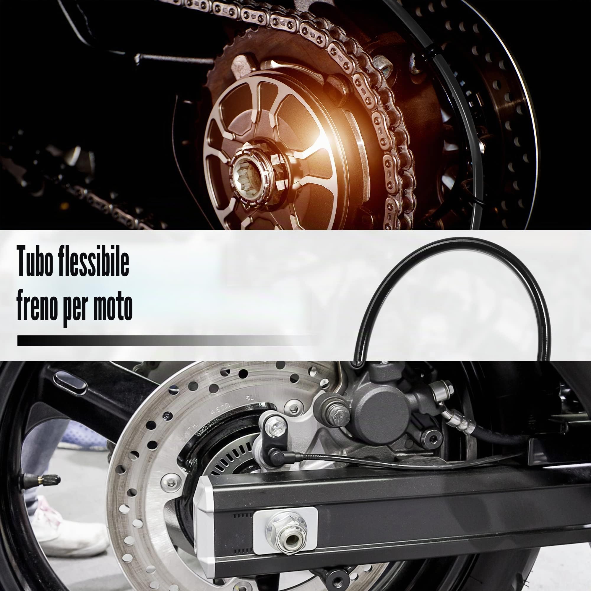 A ABSOPRO Tubo Freno Moto Nero 1 Set AN3 28 90 Gradi 240cm