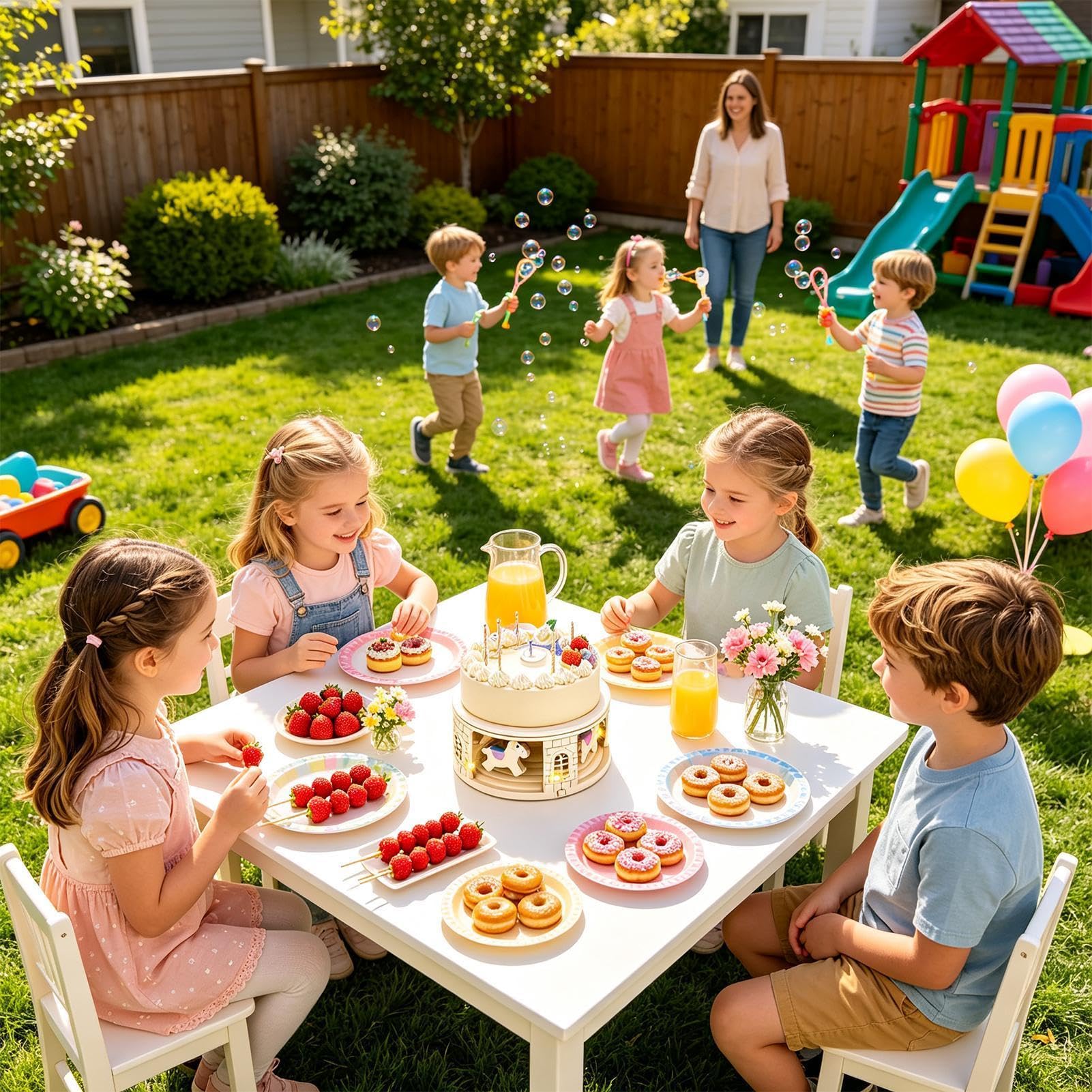 Tortenständer Drehbar mit Musik und Lichtern 8 Platten batteriebetrieben | Party Kuchenhalter Dessertständer für Kekse Donuts Süßigkeiten Snacks Zuhause Geburtstag Hochzeit Feiertage