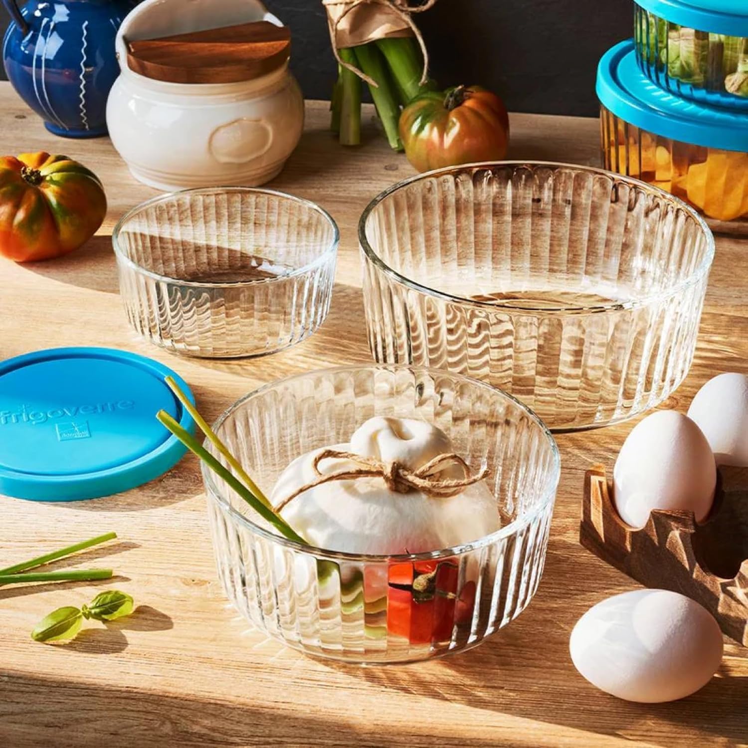 Bormioli Rocco Exclusiva Serving Bowls, Set of 2-30.5 Oz. Stackable Glass Dishes for Snacks, Dips & Condiments - Reflective Elegant Design - 6 Inch Italian Tableware, Dishwasher Safe