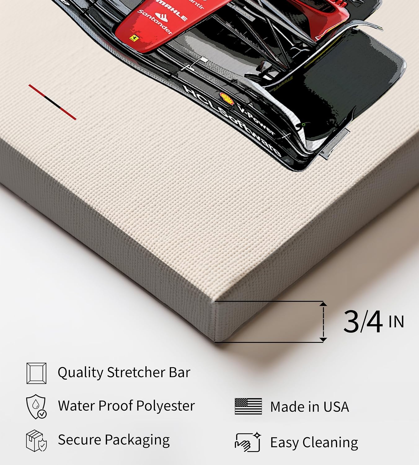 Poster Master Luxury Race Car Canvas - Italian Sports Art - Car Racing Art - Gift for Him, Her & Enthusiast - Minimal Decor for Garage, Dorm or Office - 8x10 STRETCHED Canvas