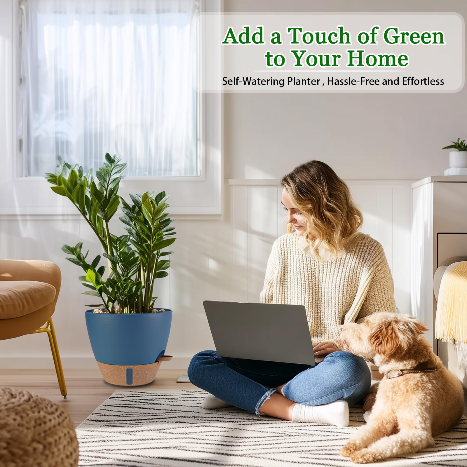 Snapklik.com : 2 Pack 10 Inch Plant Pots, Plastic Self Watering Planters