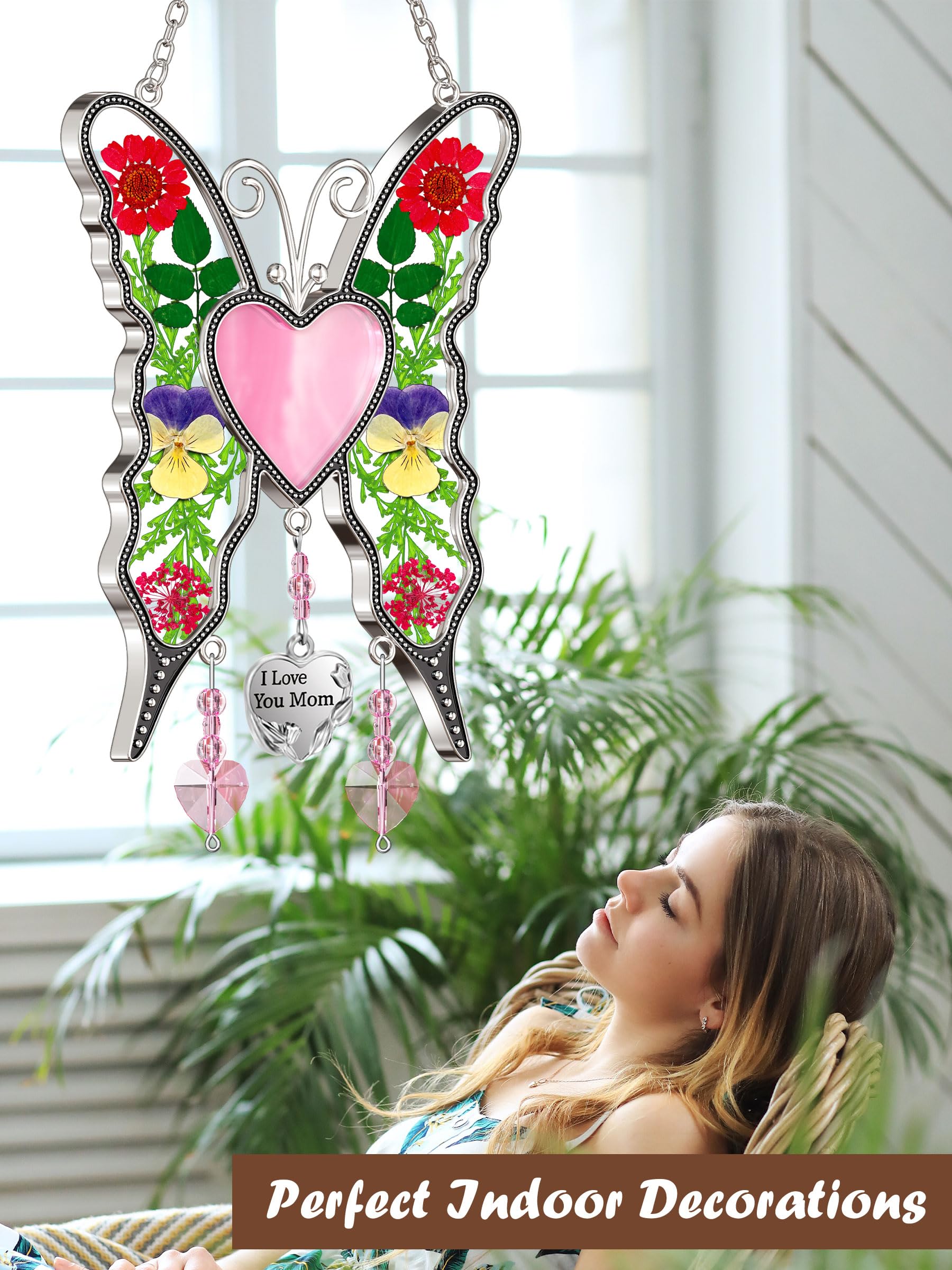 Attrape-Soleil Papillon Personnalisé - Décoration Fenêtre Suspendue Cadeau Maman Grand-Mère