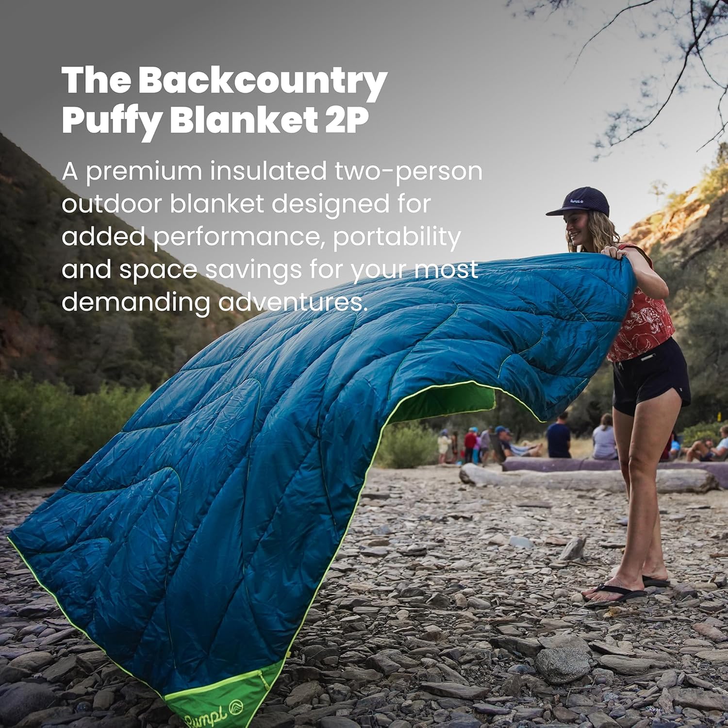 Rumpl Backcountry Puffy Blanket, Ultra-Portable and Lightweight Adventure Blanket, 2-Person (80x84 inches), Deepwater - Image 2