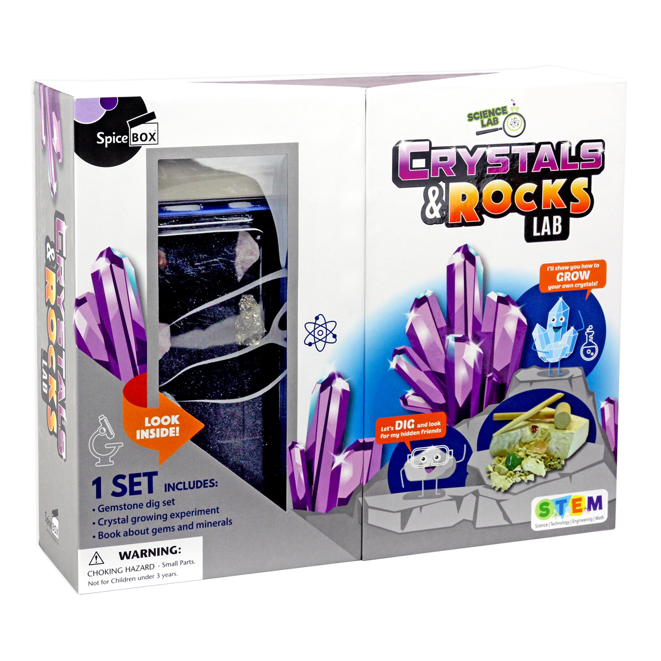 SpiceBox Rock Crystal Growing Kit for Kids Grow Your Own Crystals STEM Science Experiments Lab, Fun Learning Toys and Educational Activities for Children, Girls and Boys
