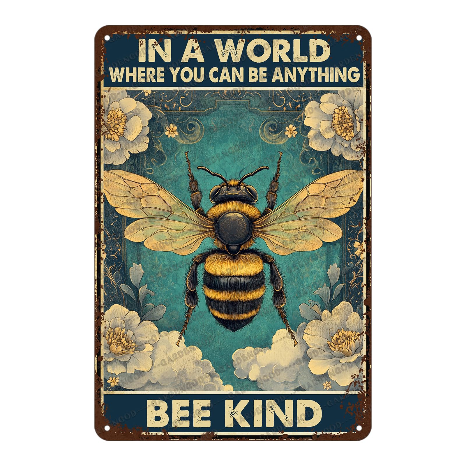 Jfchbvef Color-7 Vintage Bee Metal Tin Signs In A World Where You Can Be Anything Bee Kind Retro Aluminum Sign For Home Office Kitchen Bar Cafe Garden Farmhouse Wall Decor 12X8 Inch