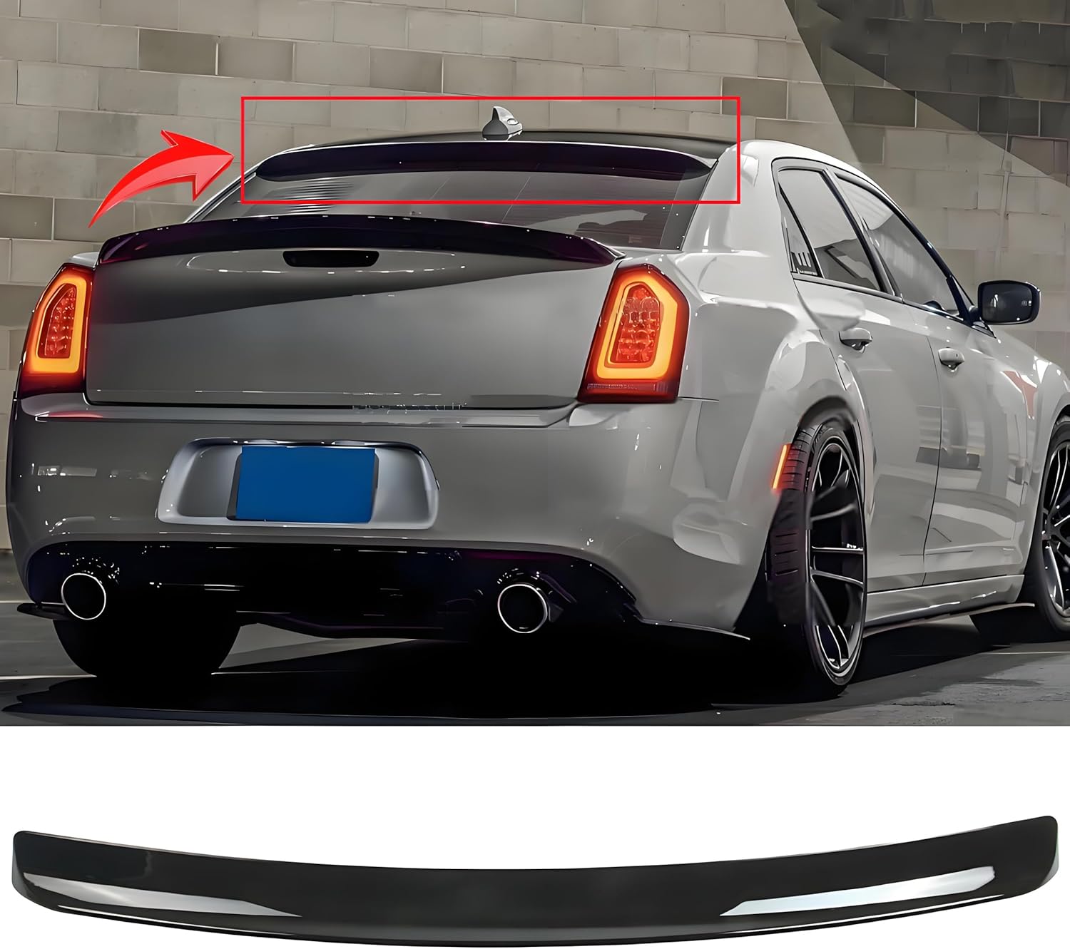MUTUSAISI Rear Window Roof Spoiler Wing Compatible with Chrysler 300/ 300C/ 300S/ Touring/Limited 2011-2023 Top Wing Lip Exterior Accessories (Gloss Black)