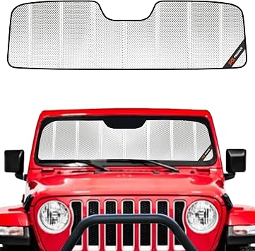 Windshield Sun Shade for Jeep Wrangler 2018-2026, Gladiator 2020-2026 Custom Front Window Sunshade - BLAZBLOCK