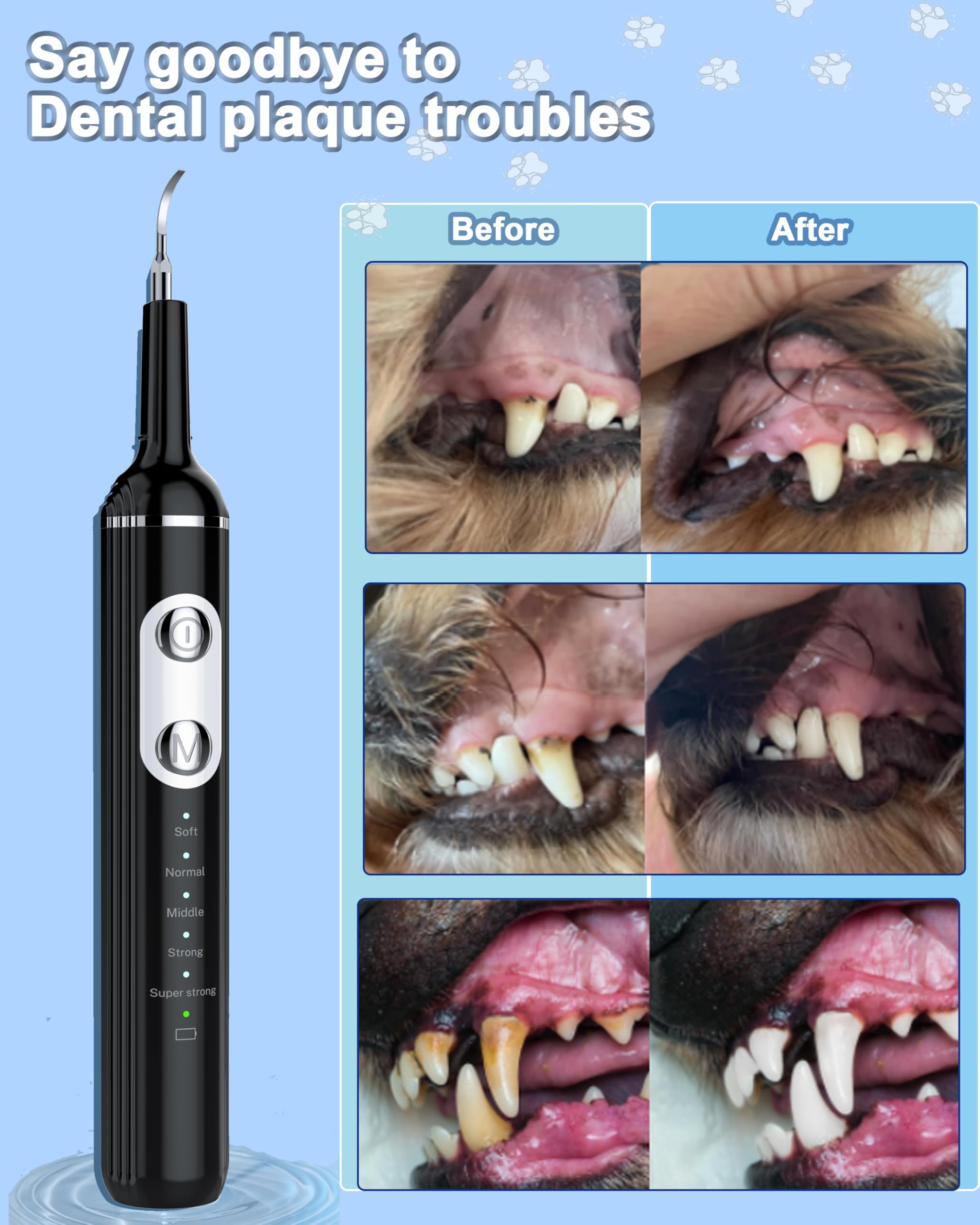 Stim-U-Dent Rimozione della placca del cane per denti, prodotti per la pulizia dei denti degli animali domestici per tartaro e placca spenta, con luce LED, spazzolino da denti per cani per cure