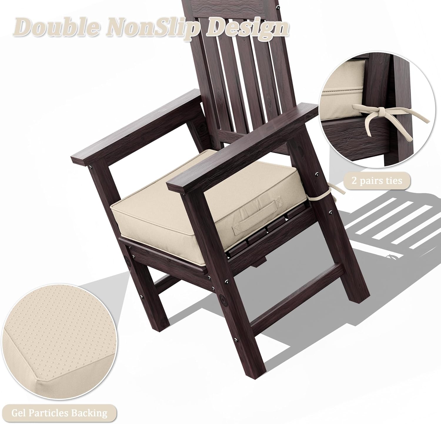 Outdoor Chair Cushions 18.5 X 16 X 4 Inch Patio Furniture Cushions Waterproof & Fade Resistant Outdoor Cushions for Patio Furniture with Handle & Adjustable Straps Set of 2