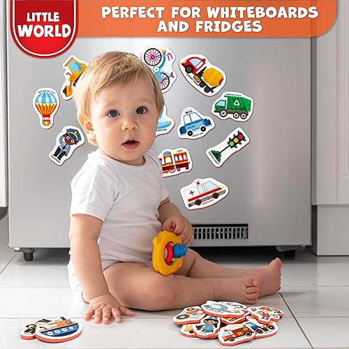 Miniatura 3 de Little World Juego grande de 24 imanes de espuma para nevera para niños pequeños de 1 a 3 años - Imanes para refrigerador para niños - Imán de bebé