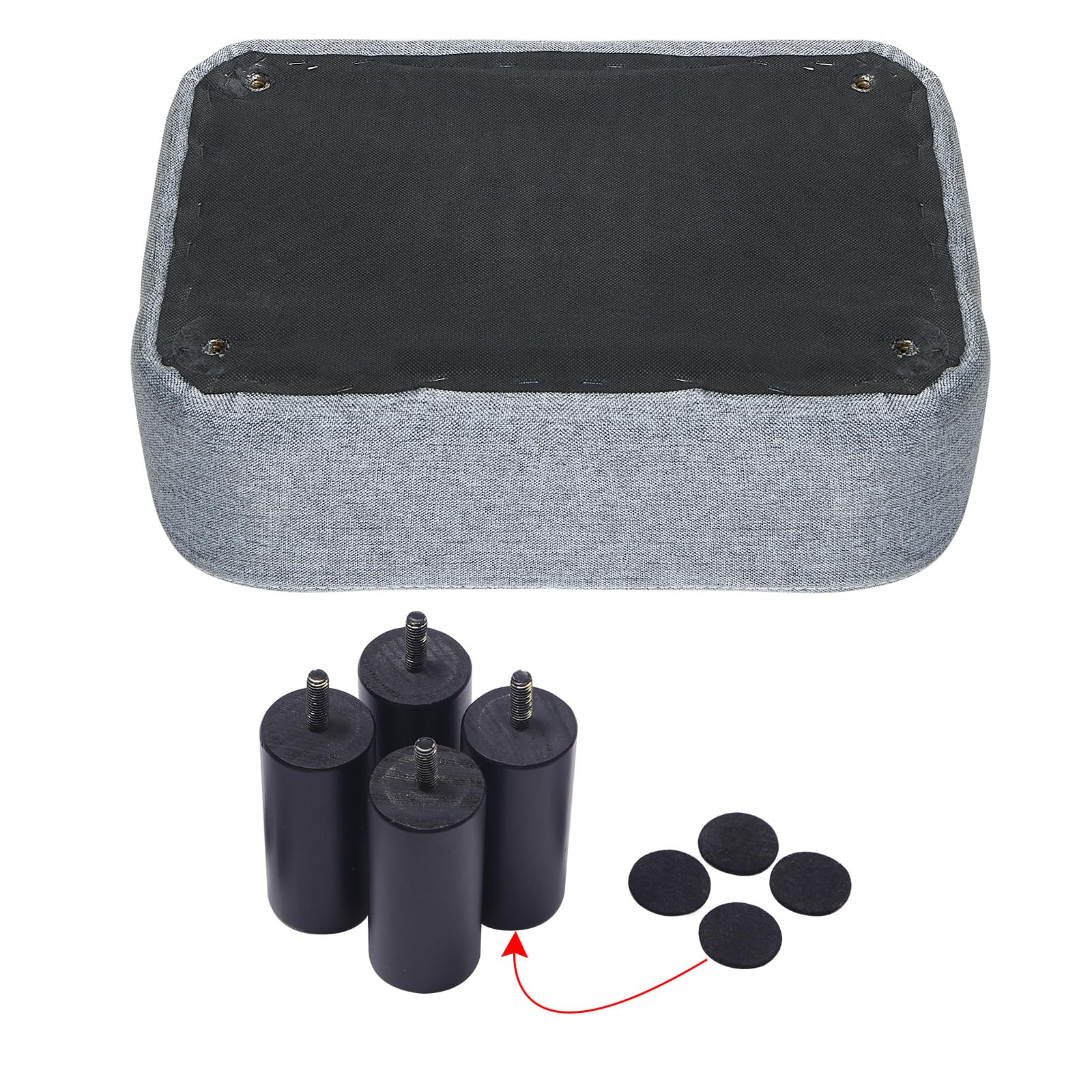 YMYNY Pouf poggiapiedi, pouf imbottito in tessuto di lino con gambe in legno massello, 42 x 29 x 23 cm, sgabello cambio scarpe per camera da letto soggiorno ufficio, azzurro HD-HRF-BD0214