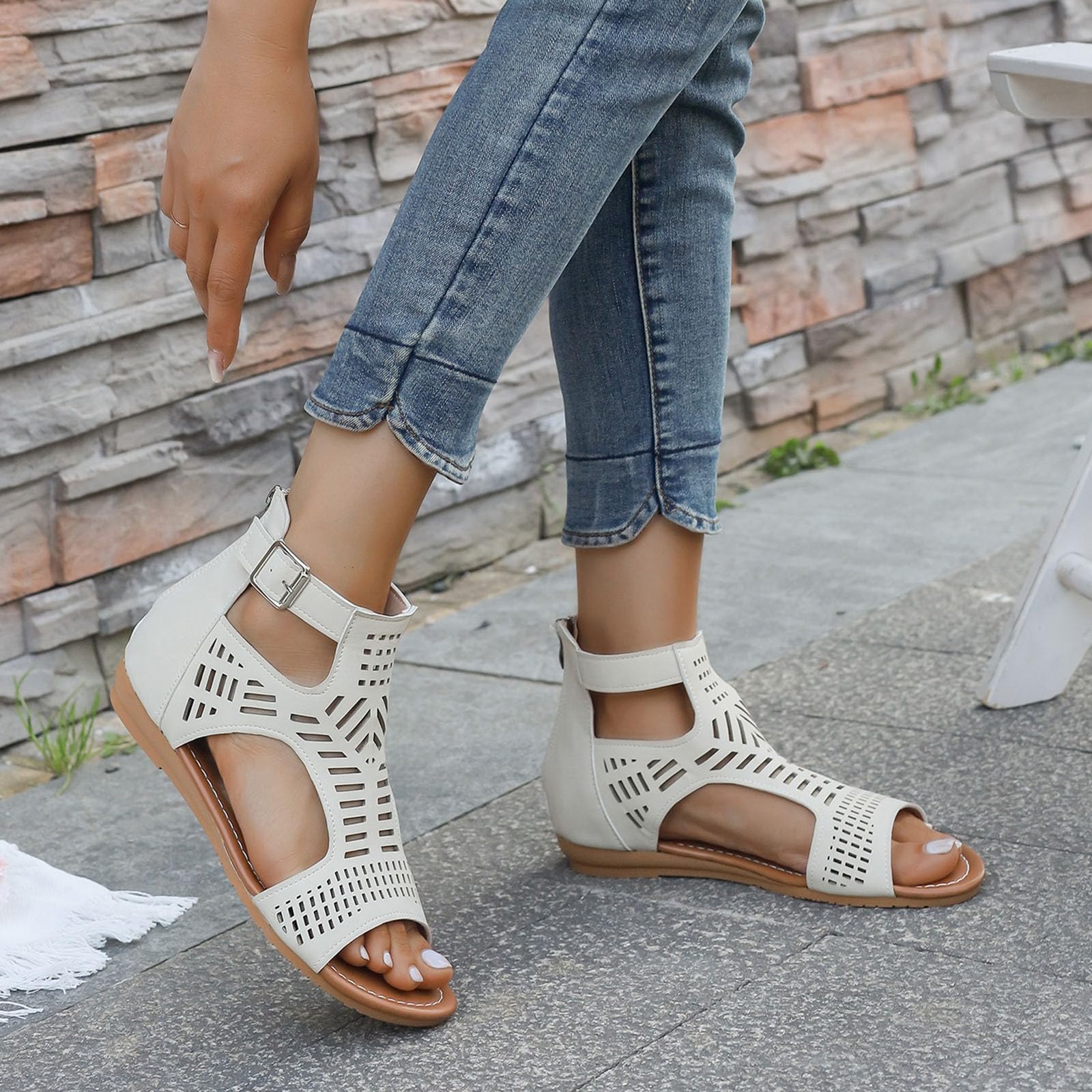 Generico Sandales Et Mules Pour Femmes Confortables LéGèRes AntidéRapantes Semelle Souple Respirantes Chaussures Femme éTé éLéGantes Mules OrthopéDiques Pieds Larges Ville Usage Quotidien
