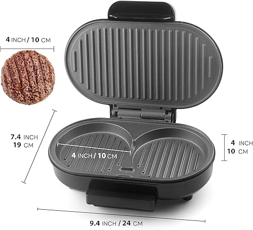 Miniatura 8 de Mini parrilla doble, máquina de sándwiches de desayuno, máquina de hamburguesas para hacer hamburguesas, parrilla de prensa Panini, parrilla