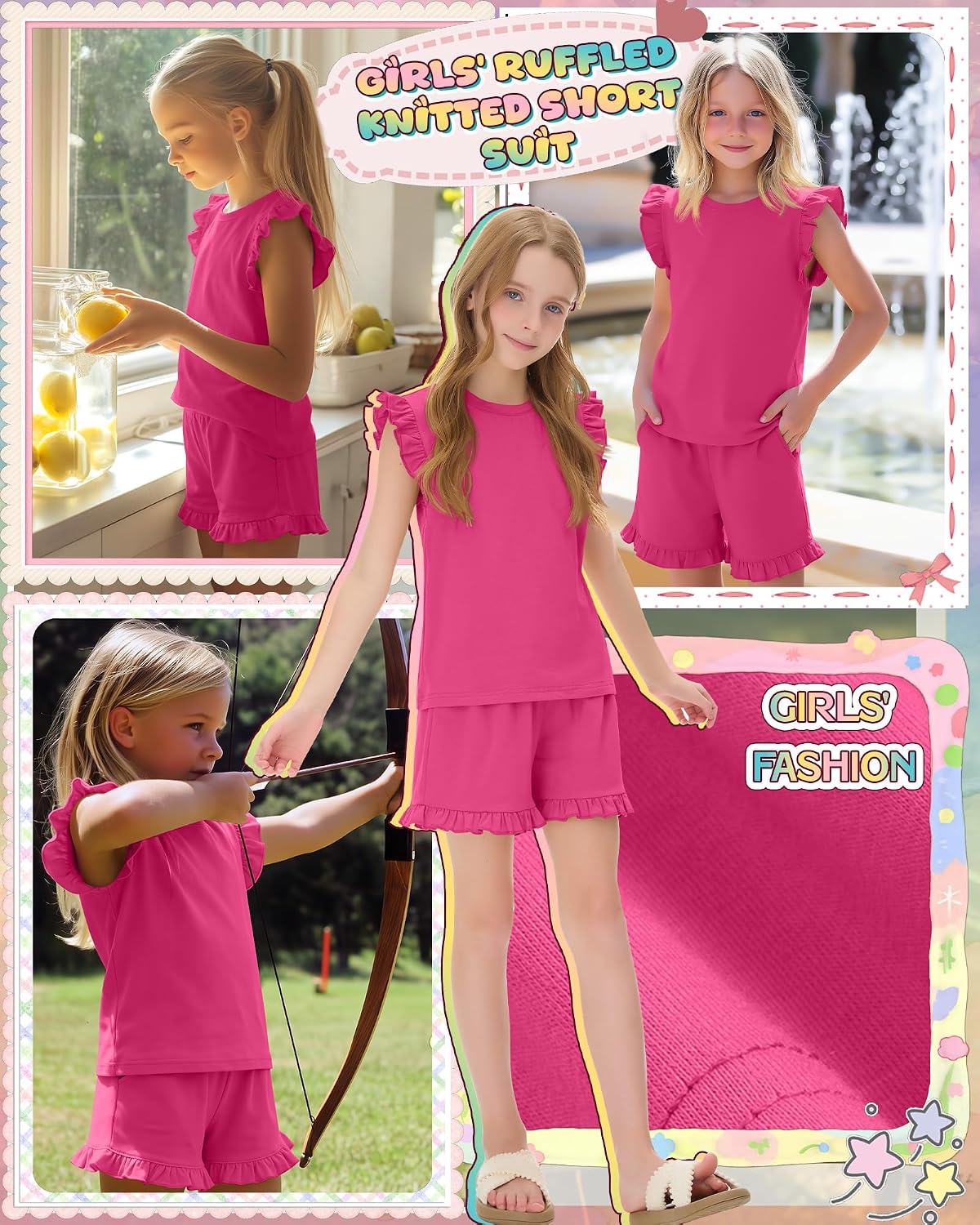 Halfchet Girls' 2 Piece Outfits Summer Loose Sets