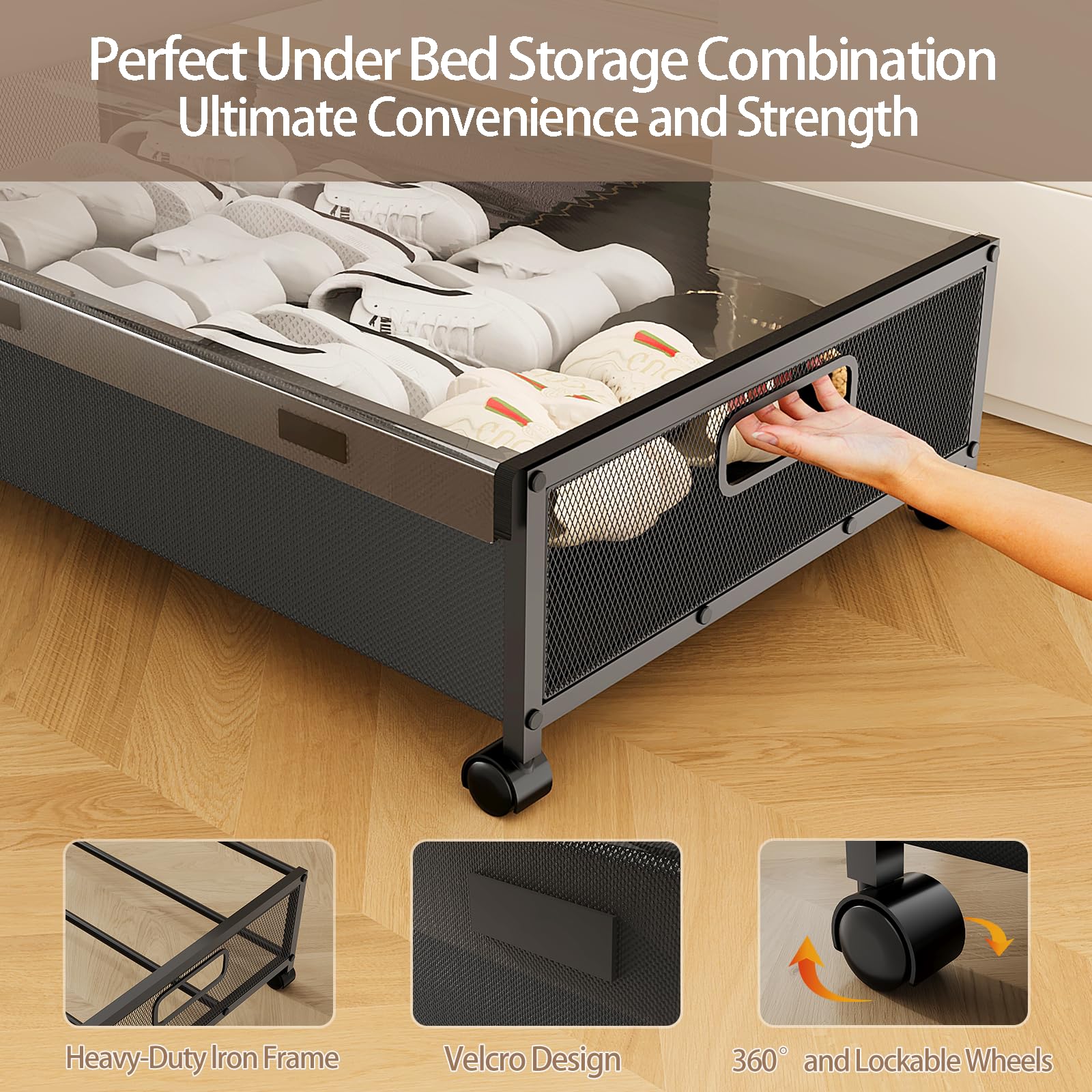 Contenitori Sottiletto VEVOR con Ruote, 2 Pezzi 91,5×46×18,5 cm, con Coperchio Trasparente, Organizer per Scarpe e Vestiti, Camera | Leroy Merlin