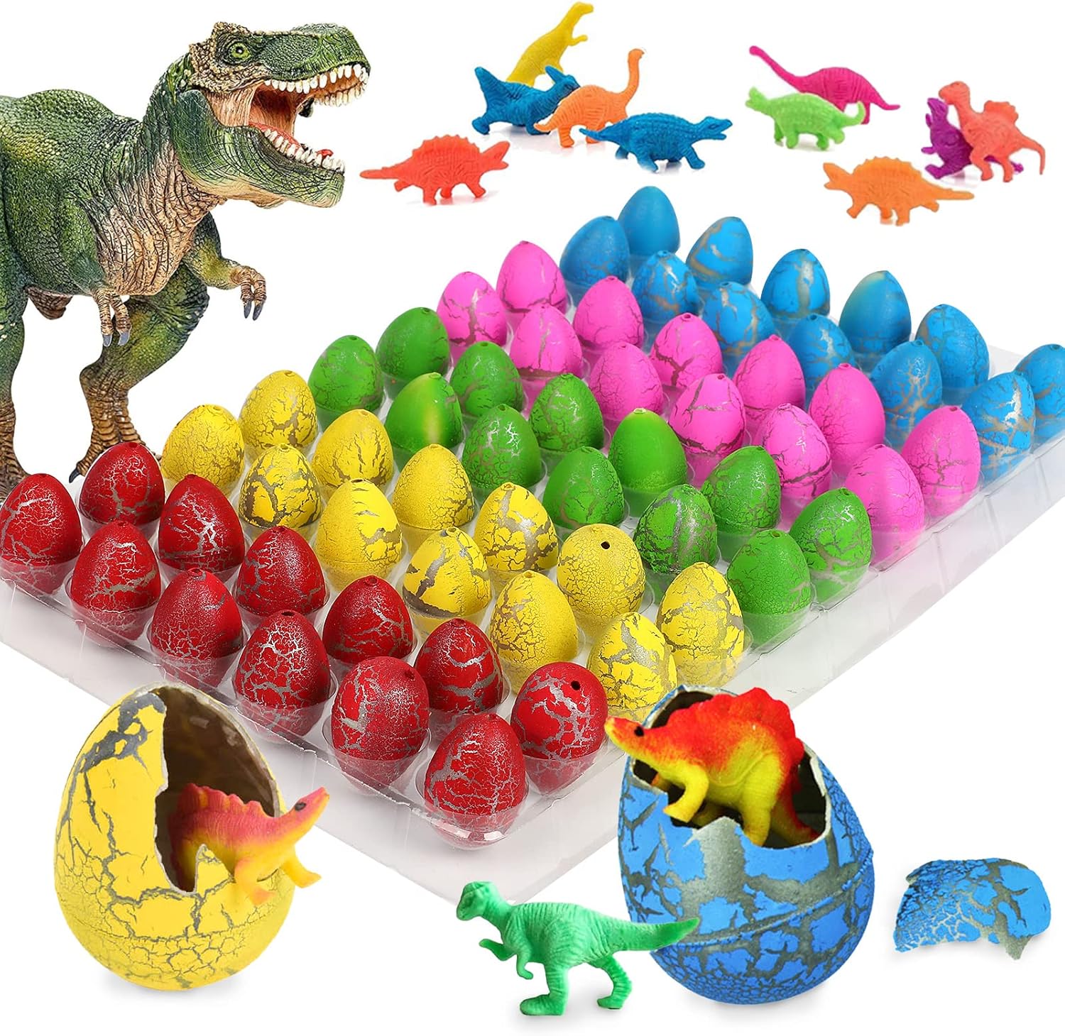 60PCS Dinosaur Eggs Hatch in Water, Crack Magic Easter Egg with Dinosaurs Inside Grow in Water