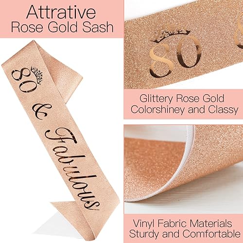 Miniatura 6 de CoFashion - Tiara de cumpleaños número 80 para mujer, banda y corona de cumpleaños 80 para mujer, decoraciones de cumpleaños 80 para mujer, incluye