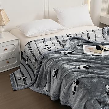 LGYKUMEG Korean Faux Mink Fleece Blanket Throw 60X80inch, 4.4LB - 2 Ply Reversible Silky Soft Plush Warm Blanket for Autumn Winter,Panda,150x200cm