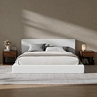 Vista 10 de RECCI Cloud - Base de cama King tapizada con cabecero, plataforma acolchada de espuma de 5 pulgadas, sin somier, fácil montaje (blanco nieve)