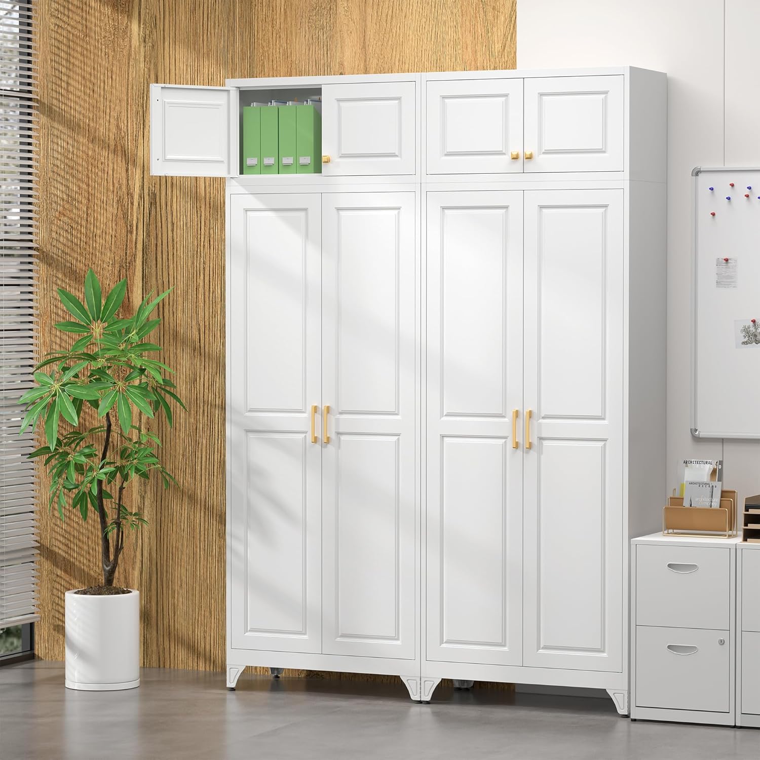 15" Wall Upper Storage Cabinet,Metal Bathroom Wall Mounted Cabinet, White Storage Cabinet for Basement,Livingroom Home Office