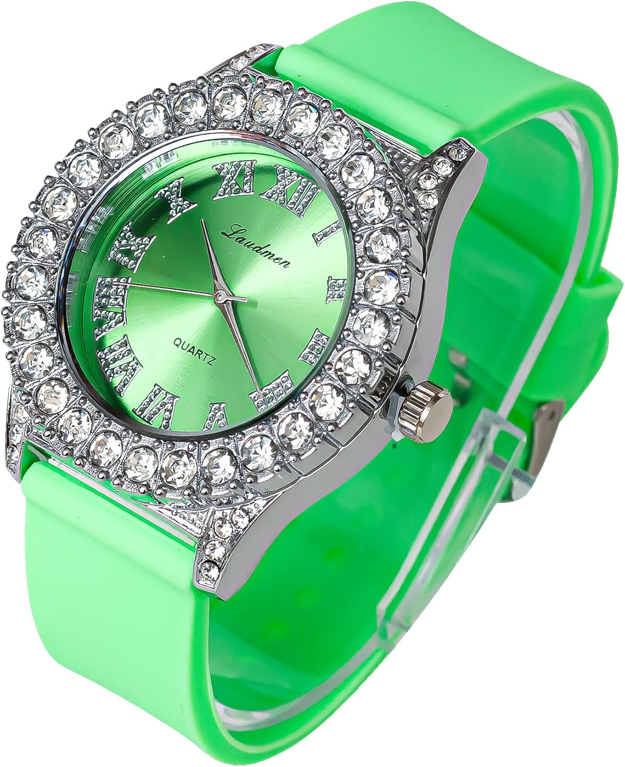 Women's Gold Plated Full Iced Bling Out Hip Hop Luxury Fashion Lab Diamond CZ Quartz Movement 44MM Dial Watch