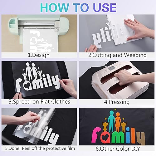 Miniatura 4 de Yikda Vinilo de transferencia de calor 3D, 9 piezas de vinilo inflado HTV para planchar, 12 x 10 pulgadas, transferencia de calor de vinilo 3D para