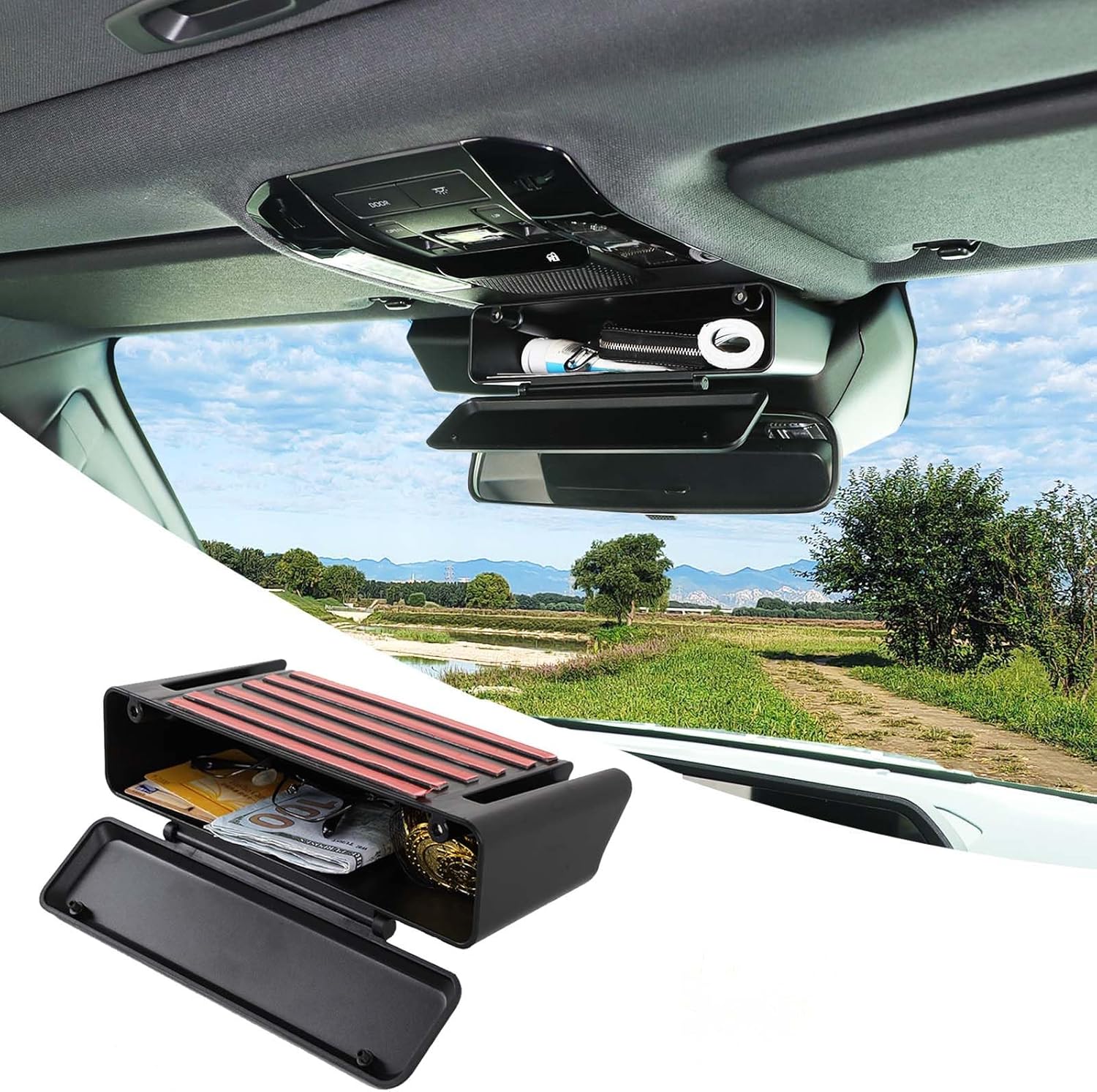 Inner Rearview Mirror Storage Box Compatible with Toyota Land Cruiser 250 Prado LC250 J250 2024 2025 2026 Accessories ABS Center Console Organizer Tray Accessories 1PCS