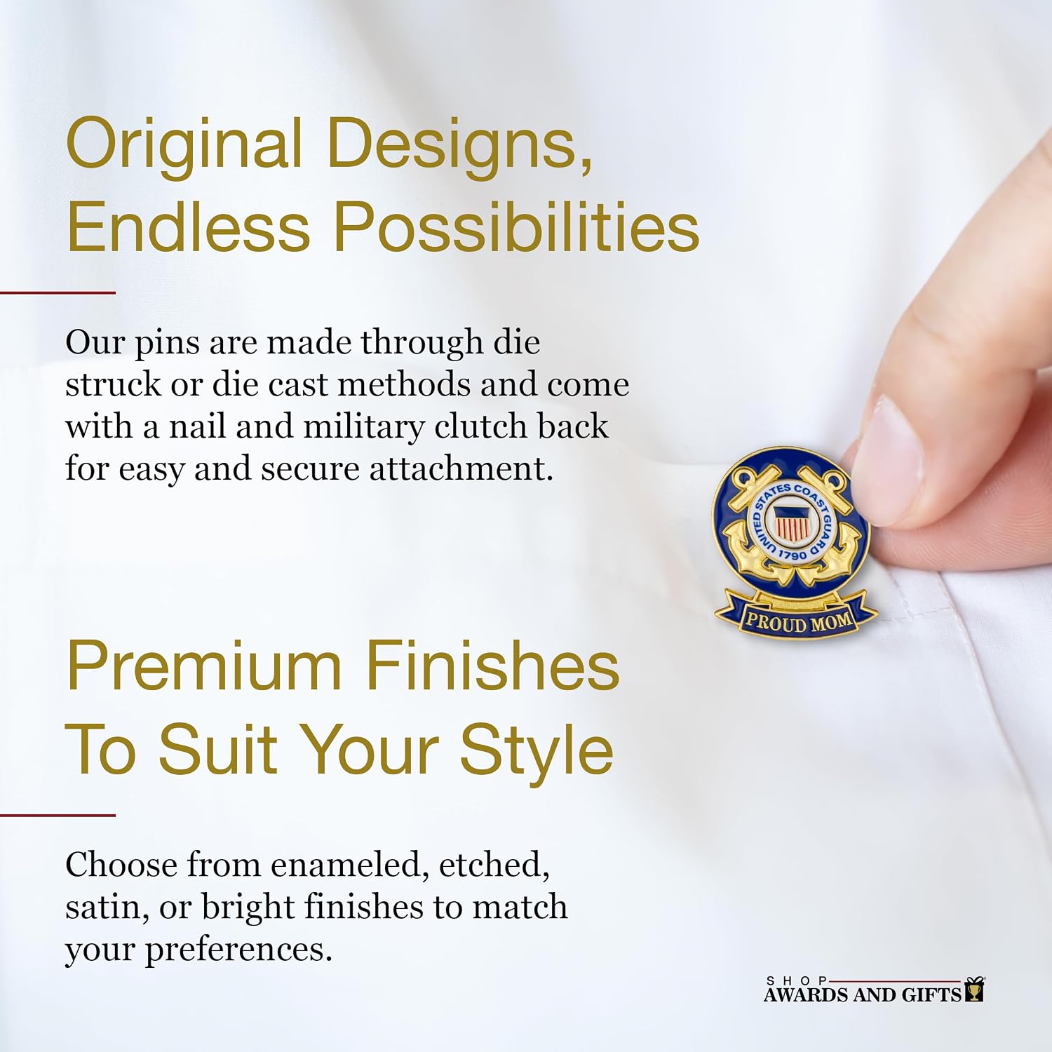 SHOP AWARDS AND GIFTS United States Military Sash Ribbon Proud Parent Lapel Pin - Multiple Branches, Styles for Mom and Dad, Gift Boxed