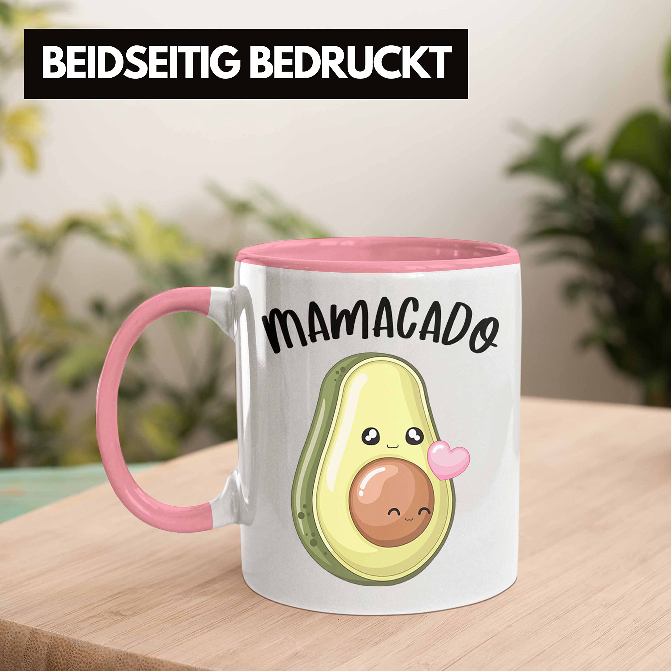 Trendation Mamacado/Papacado Tasse | Niedliche Avocado-Grafik, Schwangerschaftsverkündung | Spülmaschinenfest, Beidseitig Bedruckt