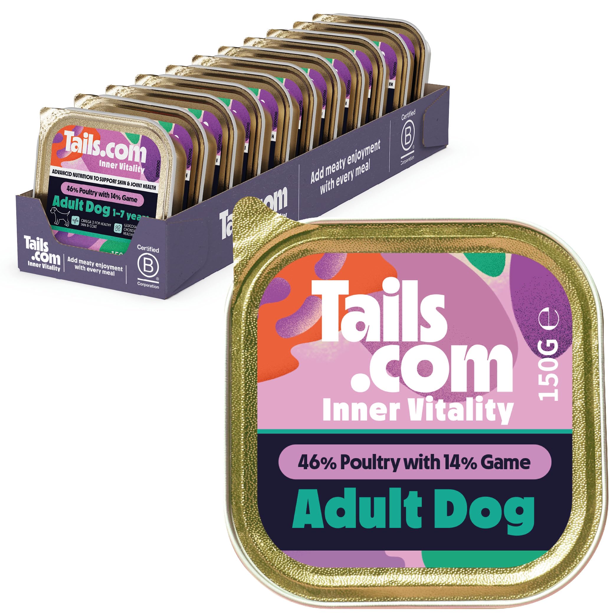 Tails.com • Wet Dog Food 11 x 150g • Poultry & Game • Adult 1-7 years • Hypoallergenic Recipe • Made with natural ingredients • Contains Omega 3 to Support Skin and Coat — image 1